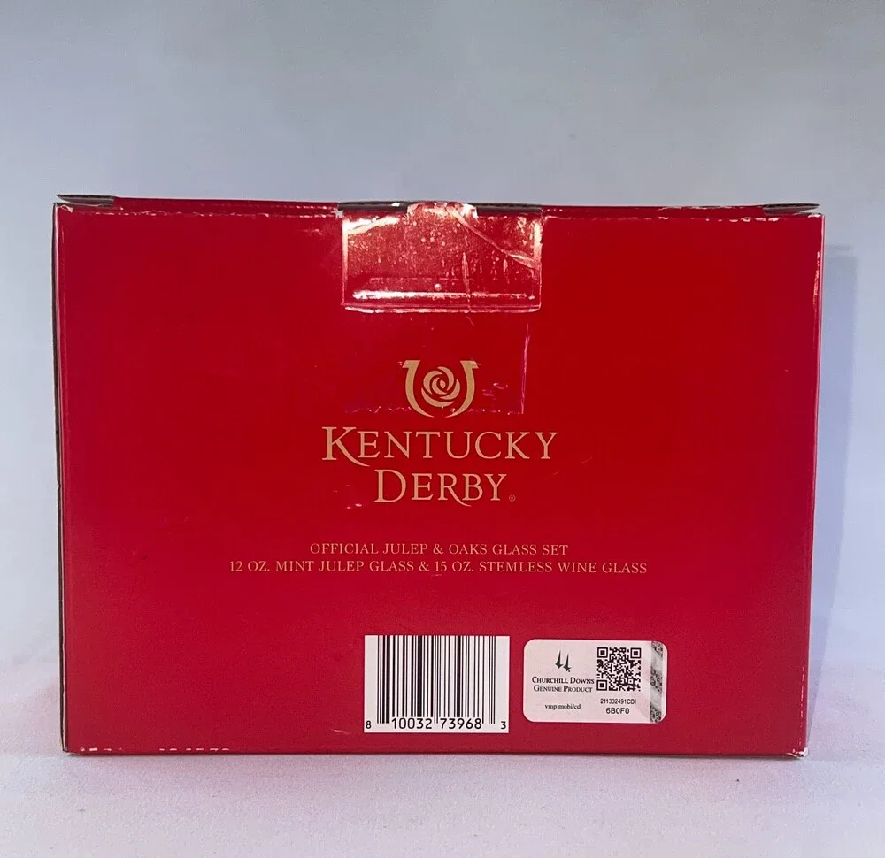 Kentucky Derby Official Julep & Oaks Glass 2-Pack Set Mint Stemless New In Box